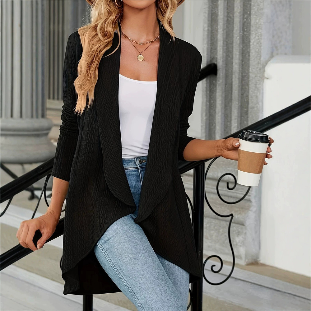Forever 21 Women's Fall Winter Long-Sleeve Solid Loose Fit Cardigan Knit